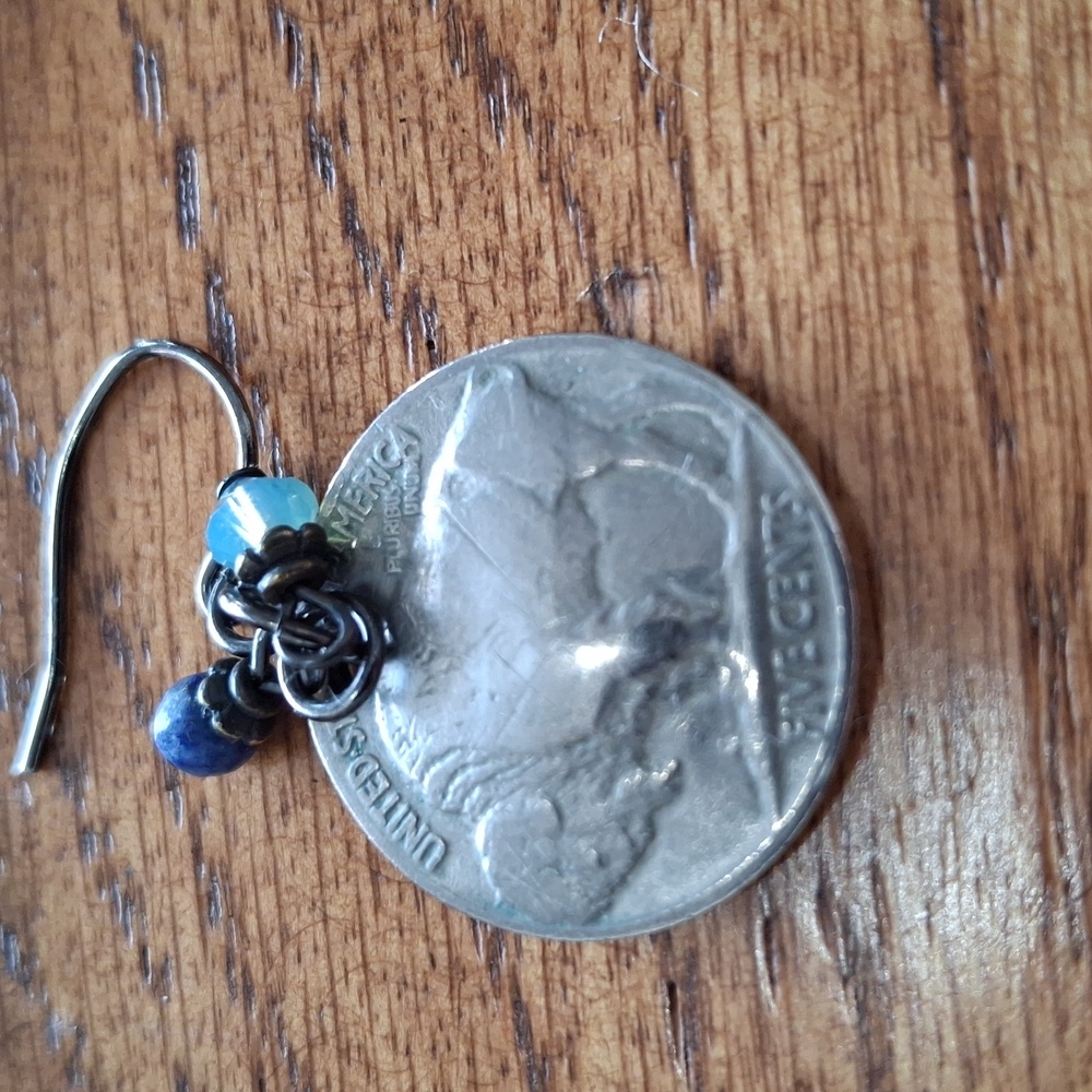 Buffalo Head Nickel Silver Coin Earrings - Picture 3 of 5